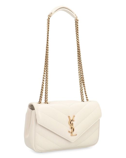 Saint Laurent Natural Loulou Small Leather Crossbody Bag