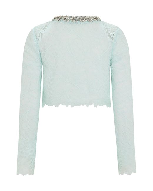 Self-Portrait Green Lace Cropped Jacket