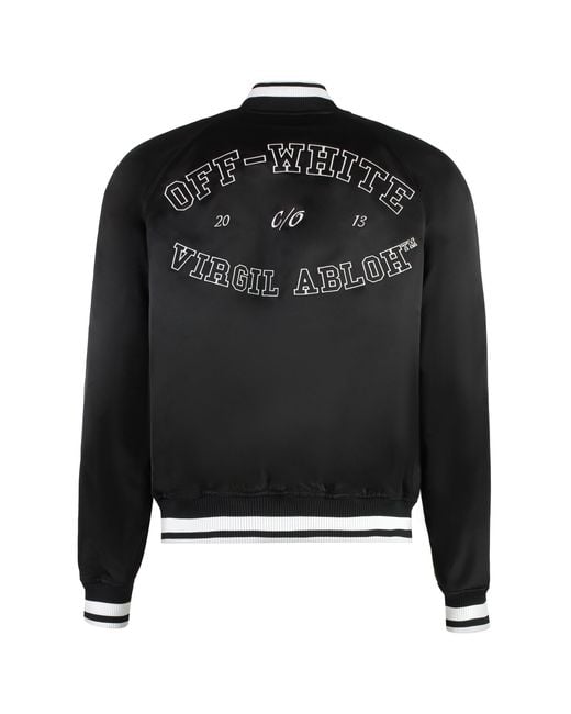 Off-White c/o Virgil Abloh Black Satin Bomber Jacket for men