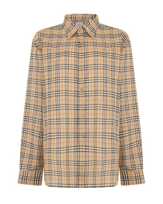 Burberry Natural Checkered Long-Sleeve Shirt for men