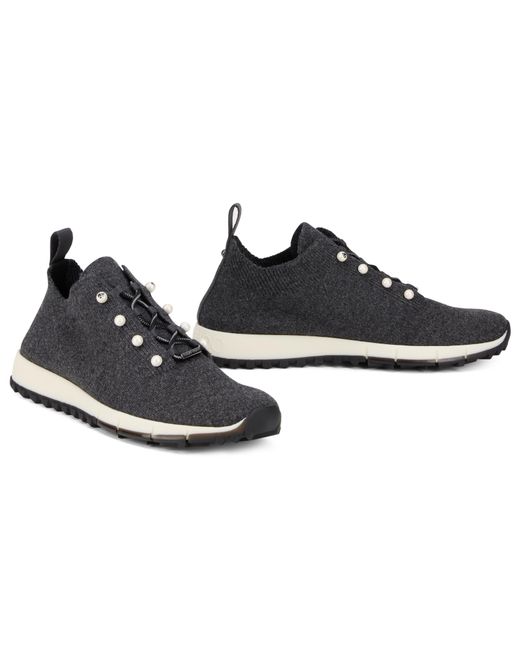 Jimmy Choo Black Low Cashmere Sneakers