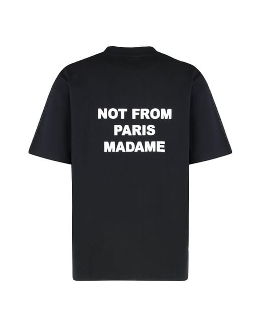 Drole de Monsieur Black Slogan Cotton Crew-Neck T-Shirt for men