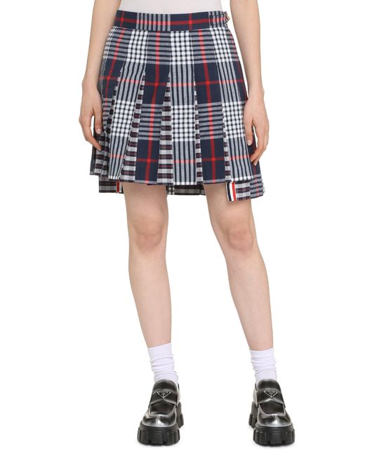 Thom Browne Blue Checkered Mini Skirt