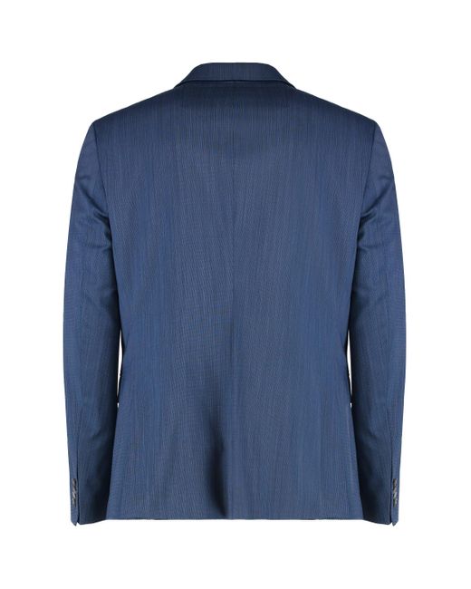 Boss Blue Stretch Wool Blend Three-Pieces Suit for men