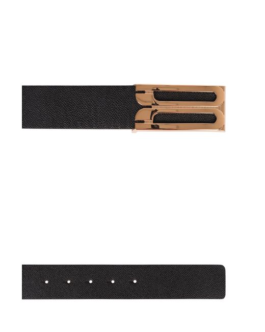Victoria Beckham Gray Jumbo Frame Leather Belt