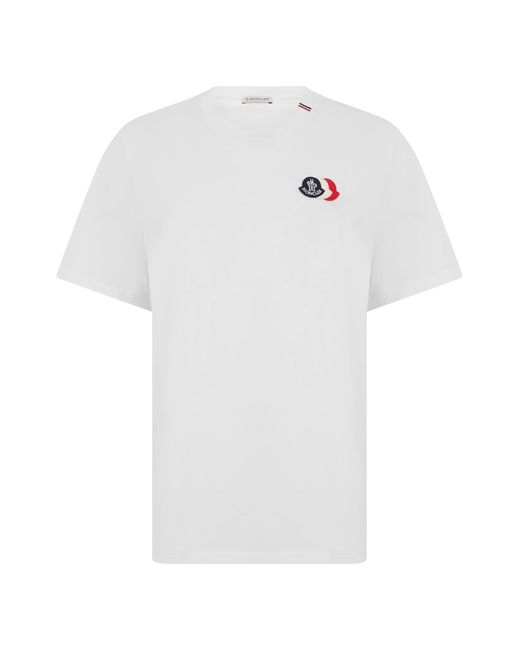 T-shirt bianca in cotone con logo colorato di Moncler in White da Uomo