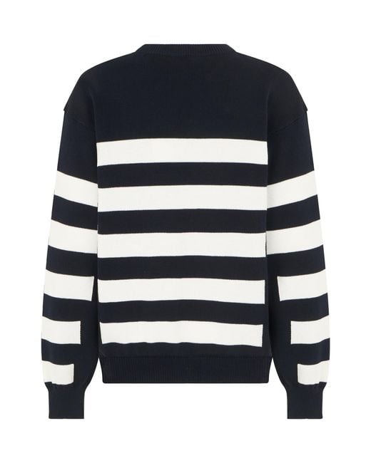 Roberto Collina Blue Round Neck Striped Sweater for men