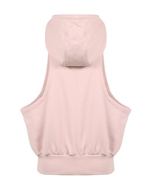 Top in cotone con logo di Adidas By Stella McCartney in Pink