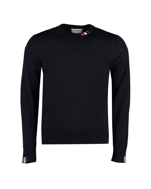 Thom Browne Black Virgin Wool Crew-Neck Sweater for men
