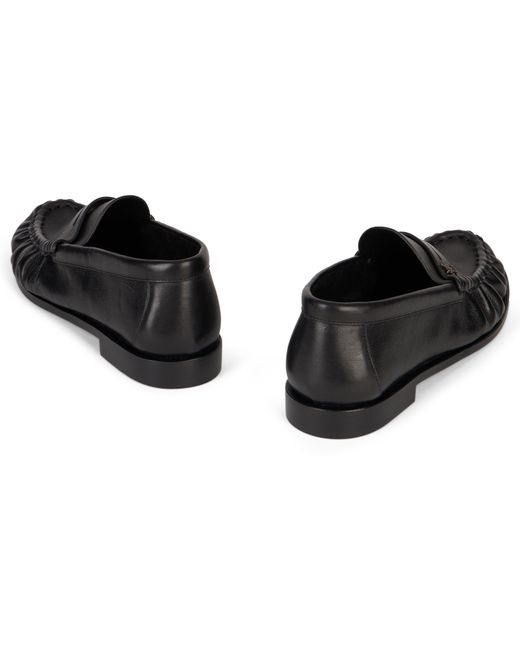 Saint Laurent Black Leather Moccasin With Logo for men