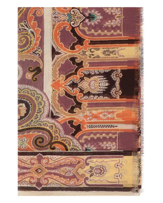 Etro Brown Printed Silk Scarf