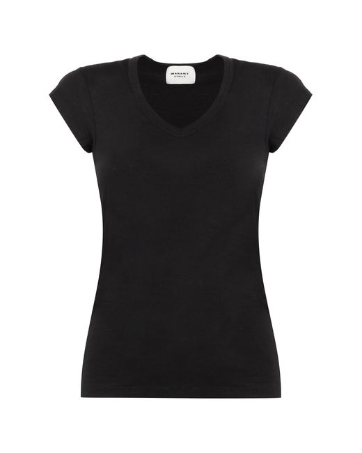 T-shirt Zankou in lino di Isabel Marant in Black