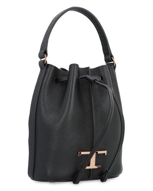 Tod's Black T Timeless Leather Bucket Bag