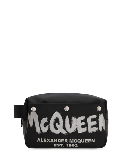 McQueen Black Nylon Pouch for men