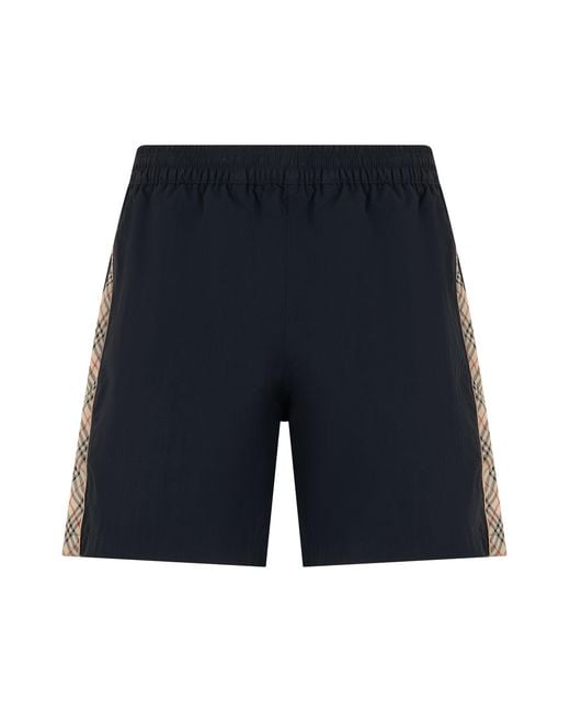 Burberry Blue Boxer Sea With Check Finishes for men