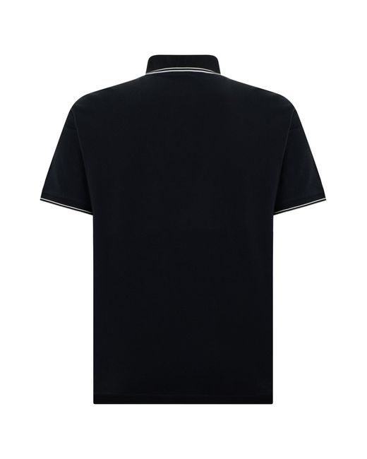 Stone Island Black Cotton Polo With Short Sleeves for men