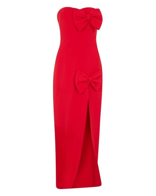 Alessandra Rich Red Midi Dress With Heart Neckline