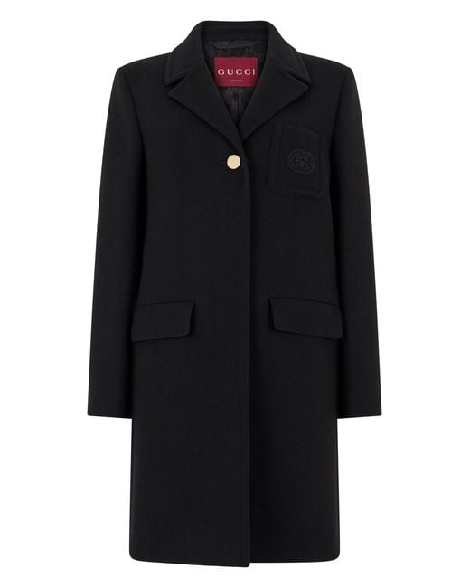 Gucci Black Wool Batavia Coat With Patch