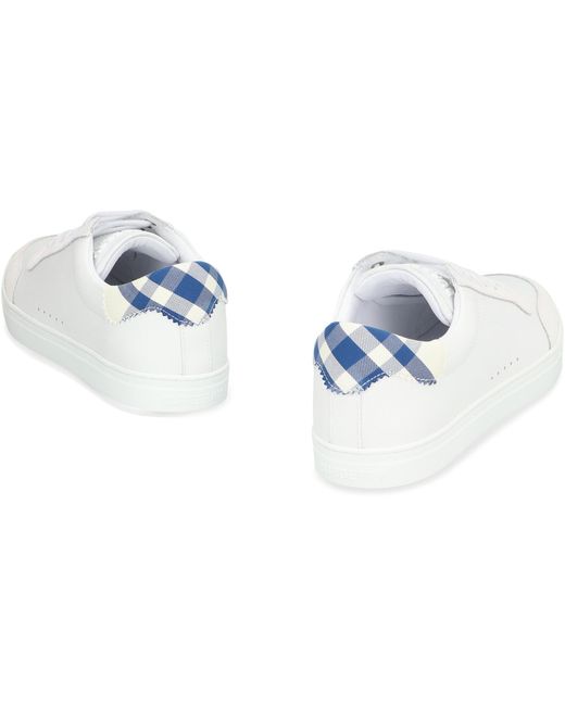 Burberry White Check Leather-cotton Sneakers for men