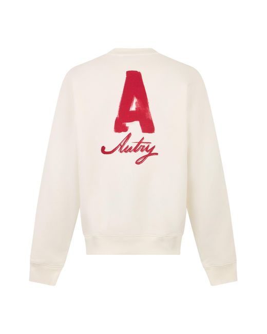 Autry White Cotton Sweatshirt With Printed Logo for men