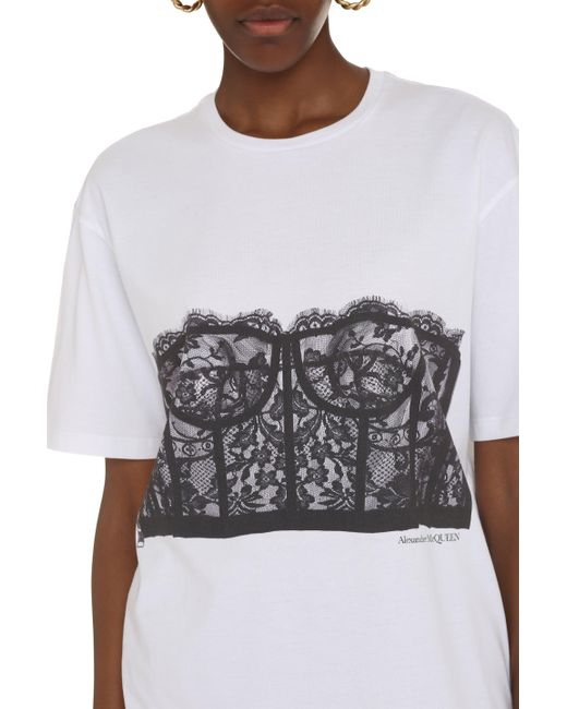 Alexander McQueen White Printed Short Sleeve T-shirt