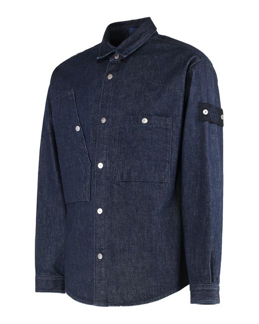 Overshirt in denim di Stone Island in Blue da Uomo
