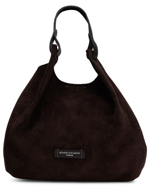 Gianni Chiarini Black Suede Tote Handbag 12 Cm X 27 Cm X 24 Cm
