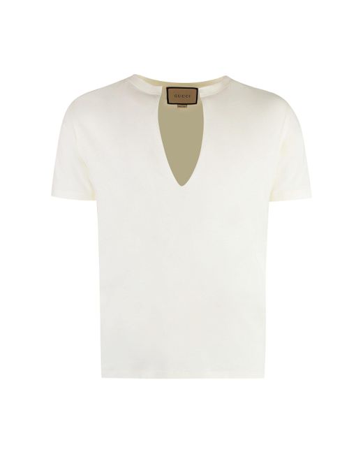 Gucci White Cotton T-Shirt for men