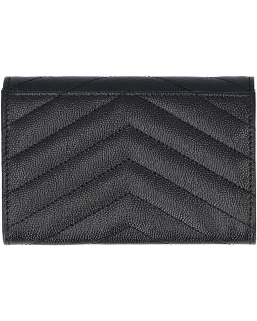 Saint Laurent Gray Quilted Leather Wallet