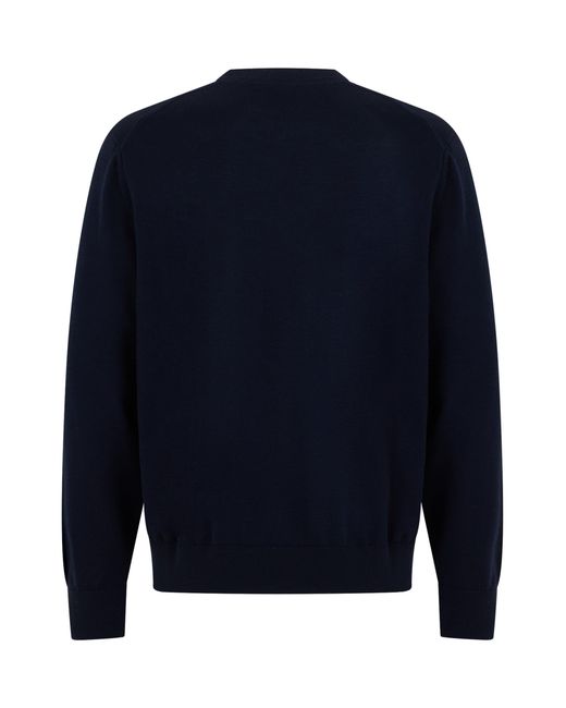 Boss Blue Wool Crew Neck Sweater for men