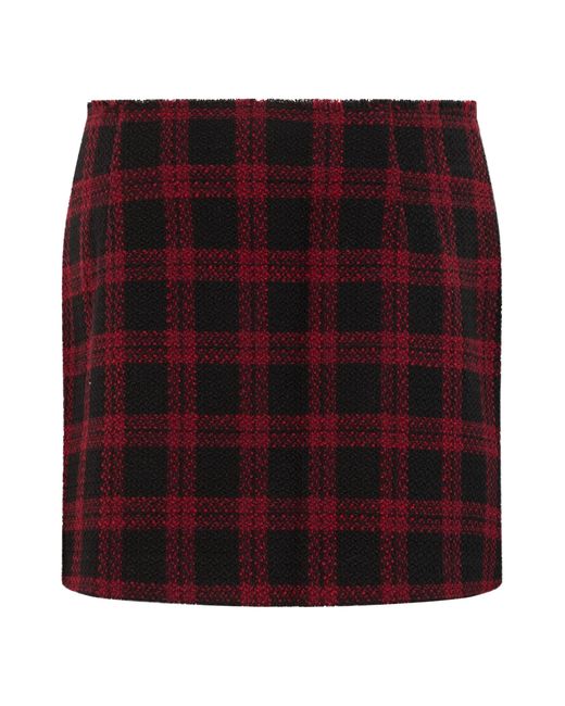 Pinko Purple Short Tartan Mini Skirt With Front Buckles