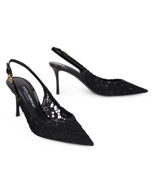 Dolce & Gabbana Black Lace Slingback