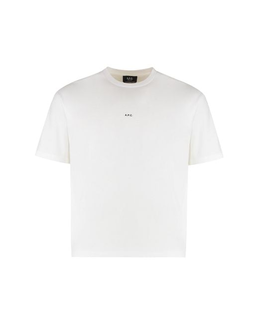 A.P.C. White Boxy Micro Logo Cotton Crew-Neck T-Shirt for men