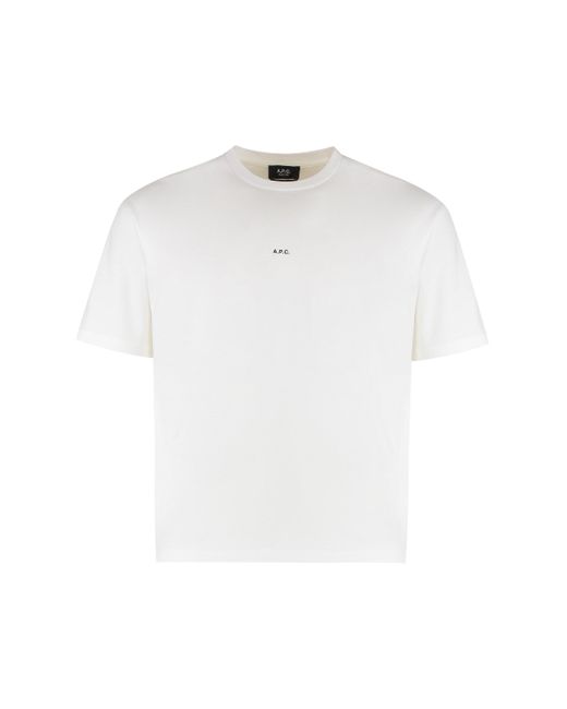 T-shirt girocollo Boxy Micro Logo in cotone di A.P.C. in White da Uomo
