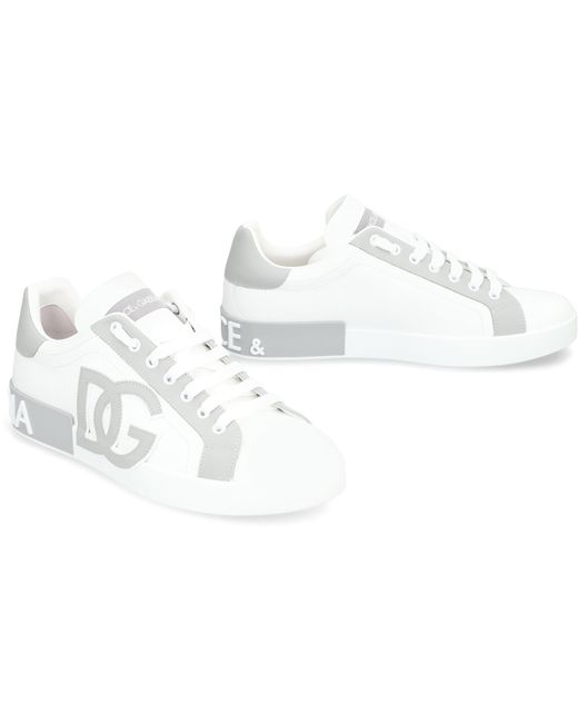 Sneakers low-top Portofino in pelle di Dolce & Gabbana in White da Uomo