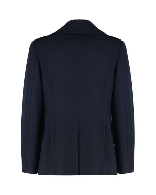 Dries Van Noten Blue Double-breasted Coat In Wool Mix for men