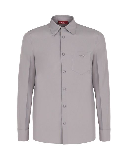 Gucci Gray Technical Panama Shirt With Clamp for men