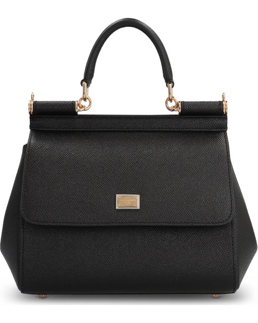 Borsa a mano Sicily media in pelle di Dolce & Gabbana in Black