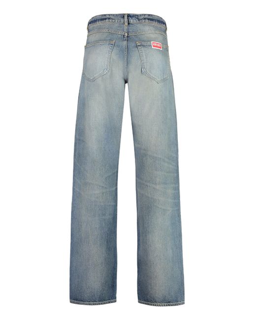 Jeans straight leg Asagao a 5 tasche di KENZO in Blue da Uomo