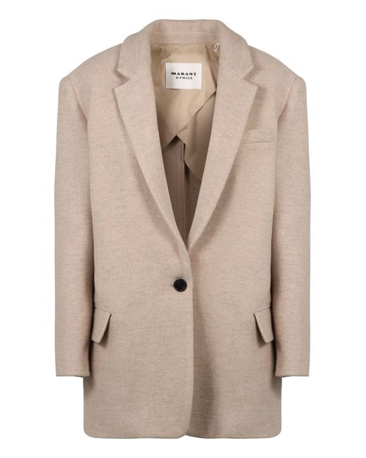 Isabel Marant Natural Wool Single-Breasted Blazer