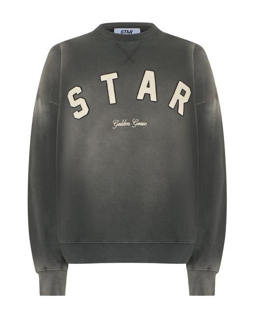 Golden Goose Deluxe Brand Gray Cotton Sweatshirt With Embroidery for men