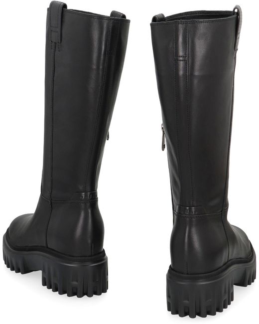 Hogan Black H700 Leather Boots