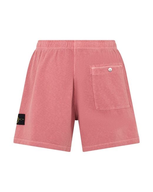 Stone Island Pink Bermuda With Logo for men