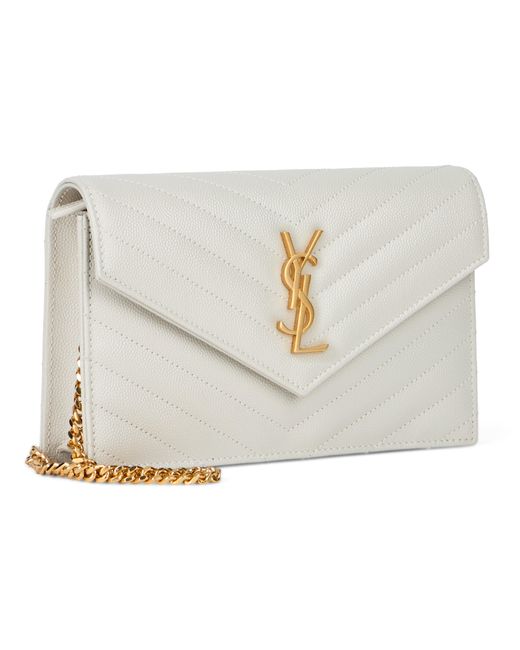 Saint Laurent White Pouch Envelope With Chain Cassandre
