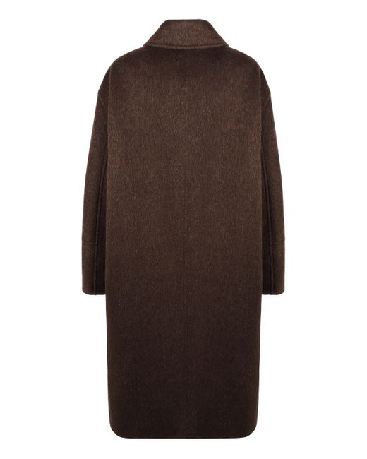 Max Mara Brown Cocoon Coat Made Of Wool And Mohair
