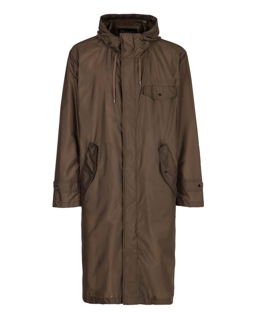 Herno Brown Hooded Techno Fabric Raincoat for men