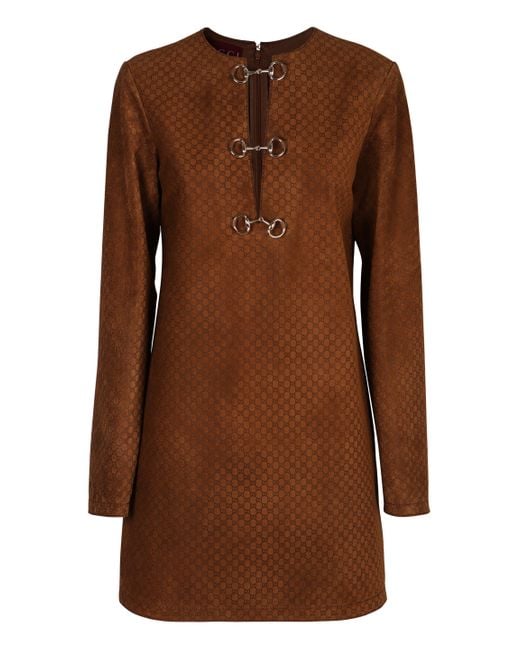 Gucci Brown Leather Mini Dress