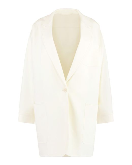 Max Mara White Elegant Virgin Wool Jacket For