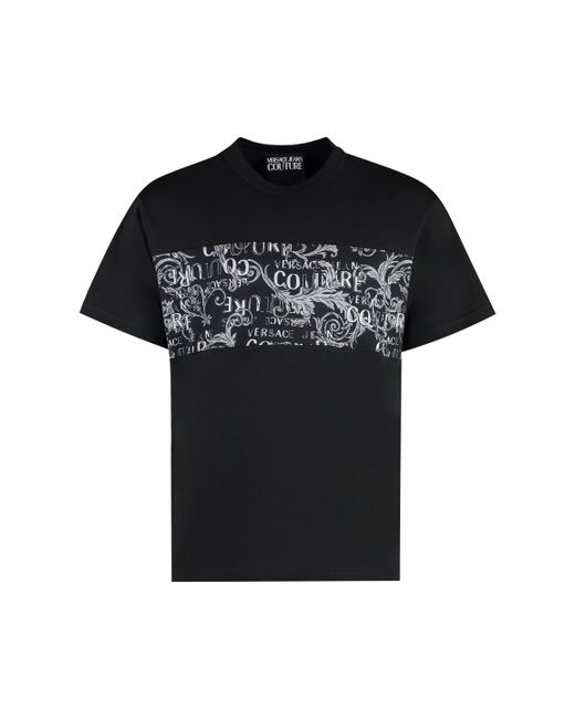 Versace Jeans Black Cotton Crew-neck T-shirt for men