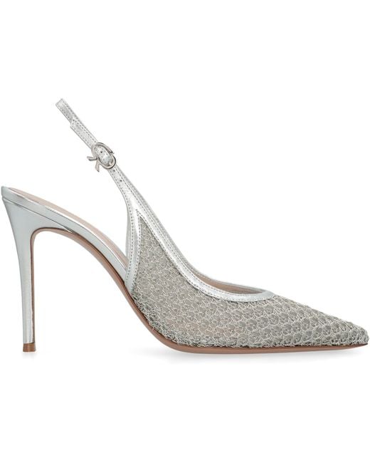 Gianvito Rossi White Metallic Slingbacks Nikki